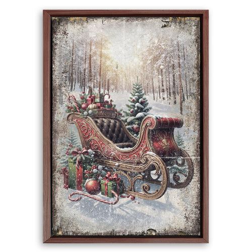 Save 33% When You Add A Frame To Your 36x24 Vintage Christmas Sleigh Sled Wall Art Canvas Now