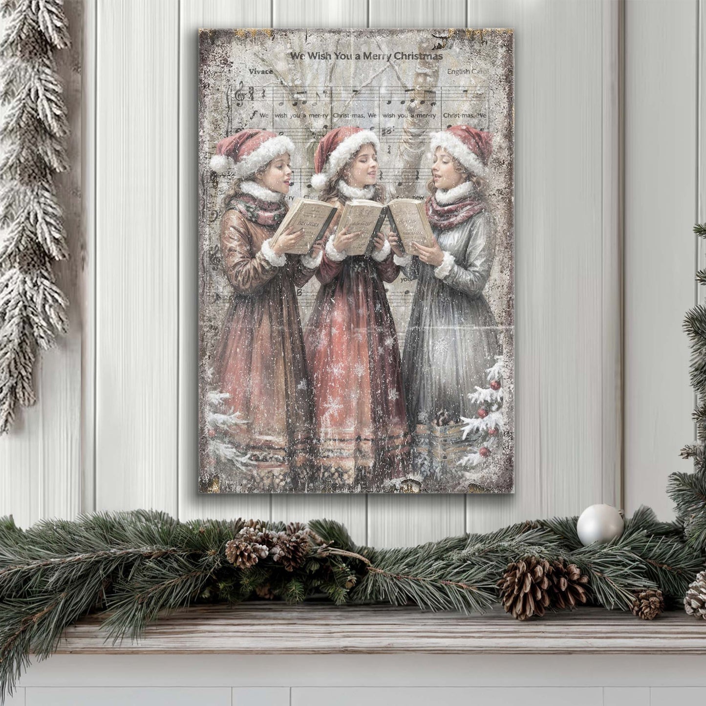 Vintage Christmas Carolers Wall Art