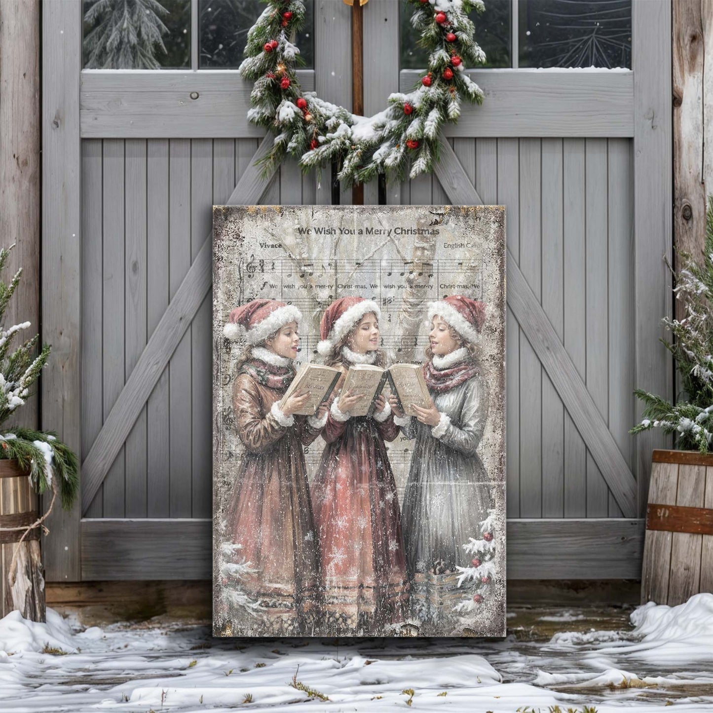 Vintage Christmas Carolers Wall Art