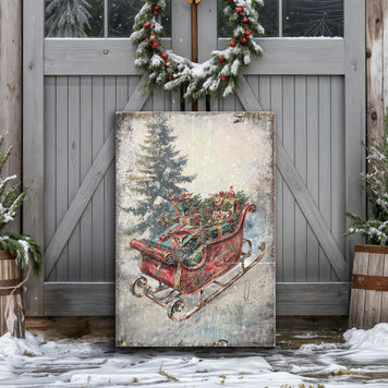 Vintage Christmas Sleigh Sled Wall Art II