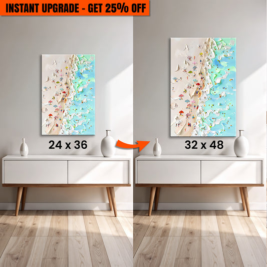 Upgrade Your 36x24 Inches 'Beachfront Painting Coastal Wall Art' Canvas To 48x32 Inches Canvas