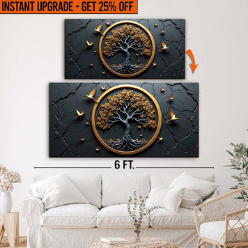 Upgrade Your 48x24 Inches '3D Celtic Tree of Life Wall Art IV' Canvas To 60x30 Inches Canvas