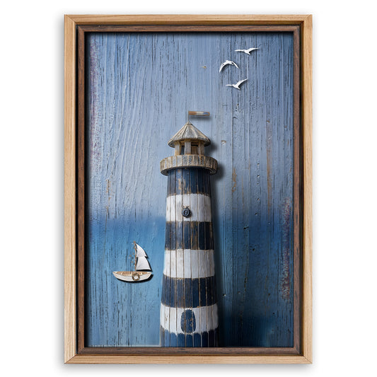 Save 33% When You Add A Frame To Your 36x24 Wooden Lighthouse Coastal Wall Art III Canvas Now
