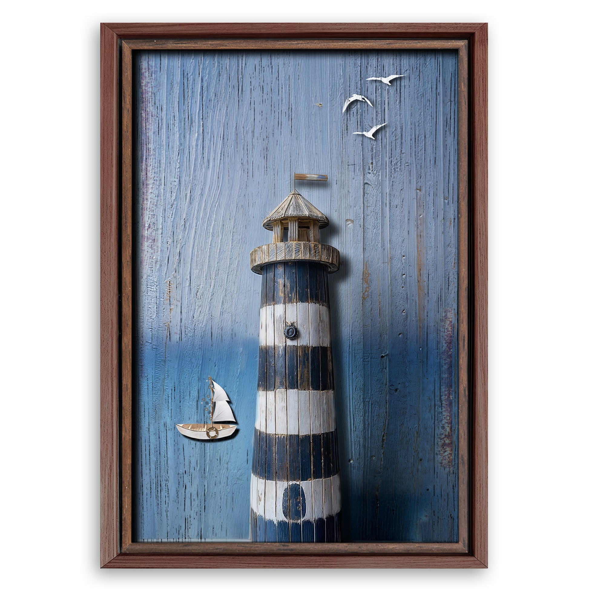 Save 33% When You Add A Frame To Your 36x24 Wooden Lighthouse Coastal Wall Art III Canvas Now