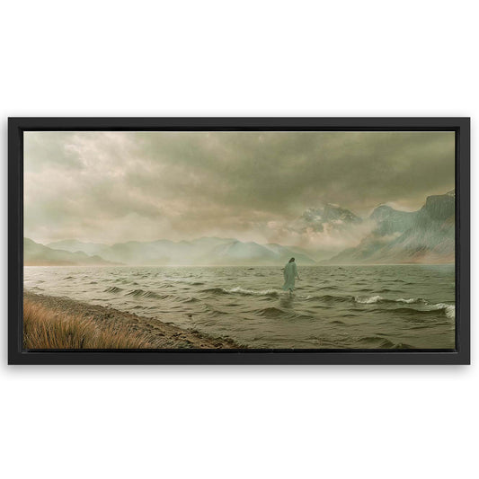 Save 33% When You Add A Frame To Your 20x10 Walking On Water Faith Wall Art Canvas Now