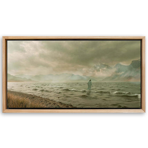 Save 33% When You Add A Frame To Your 48x24 Walking On Water Faith Wall Art Canvas Now