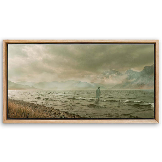 Save 33% When You Add A Frame To Your 48x24 Walking On Water Faith Wall Art Canvas Now