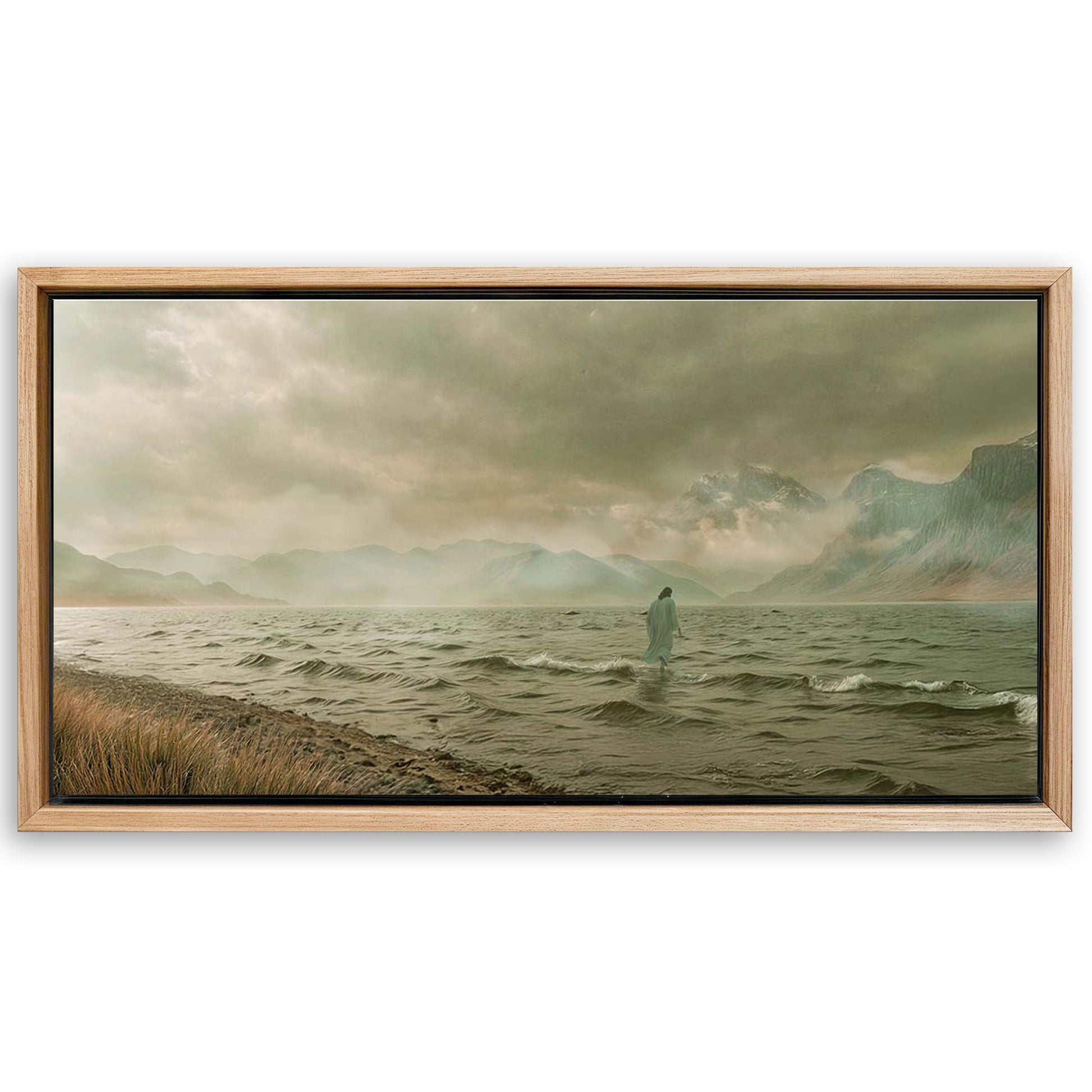 Save 33% When You Add A Frame To Your 60x30 Walking On Water Faith Wall Art Canvas Now