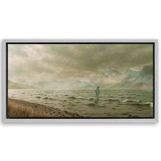 Save 33% When You Add A Frame To Your 60x30 Walking On Water Faith Wall Art Canvas Now