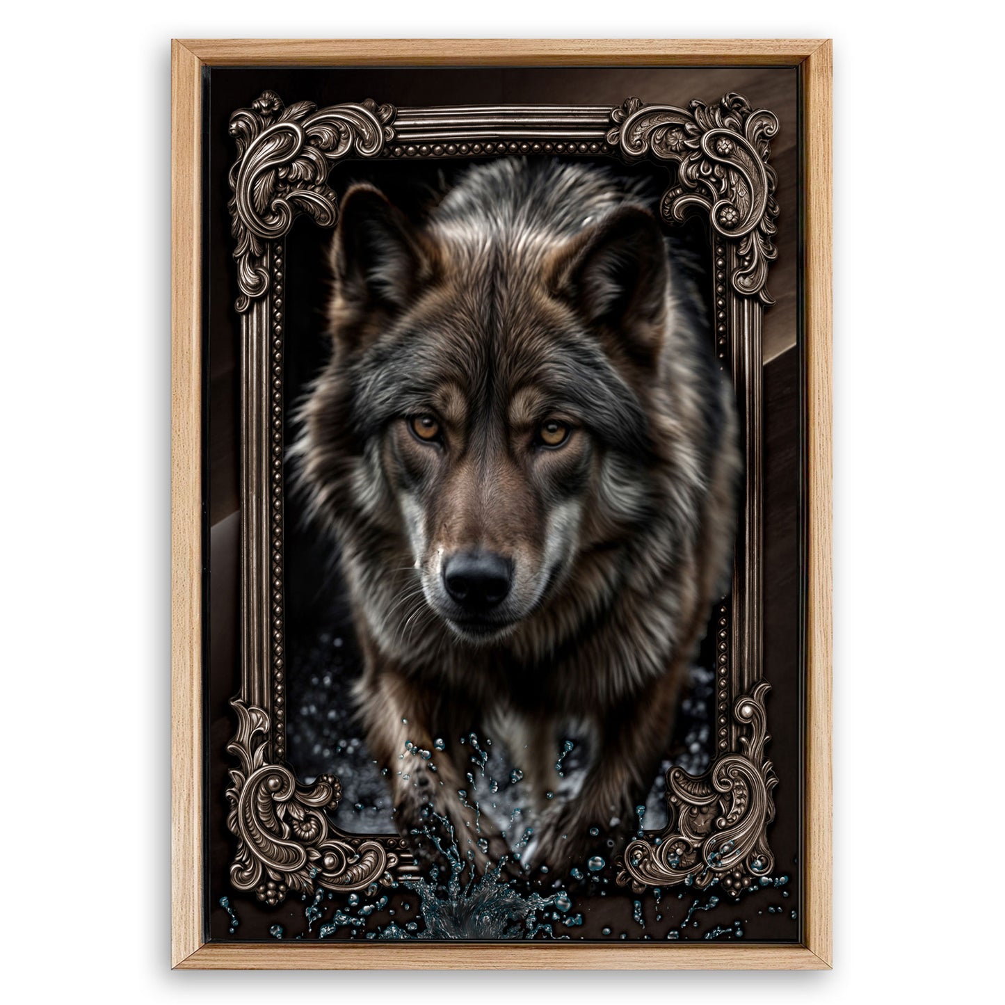 Save 33% When You Add A Frame To Your 18x12 3D Wolf Wall Art II Canvas Now