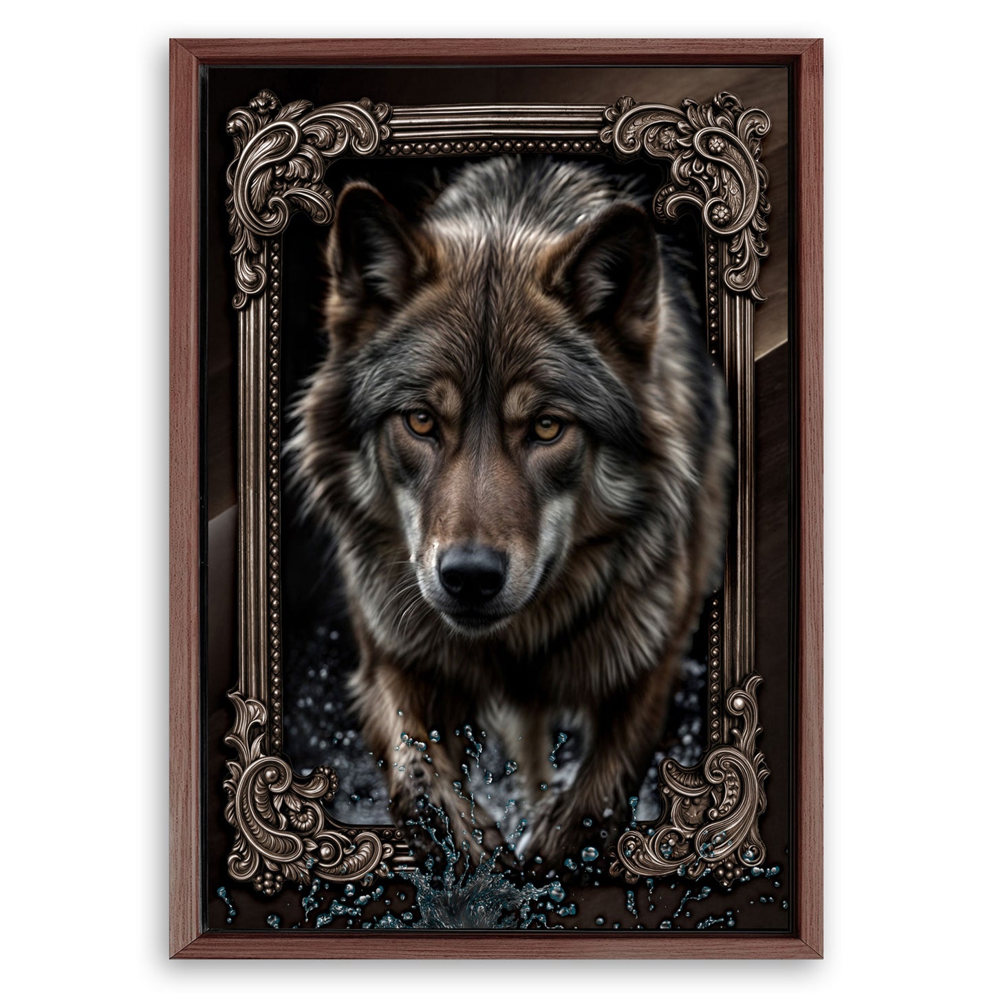 Save 33% When You Add A Frame To Your 18x12 3D Wolf Wall Art II Canvas Now