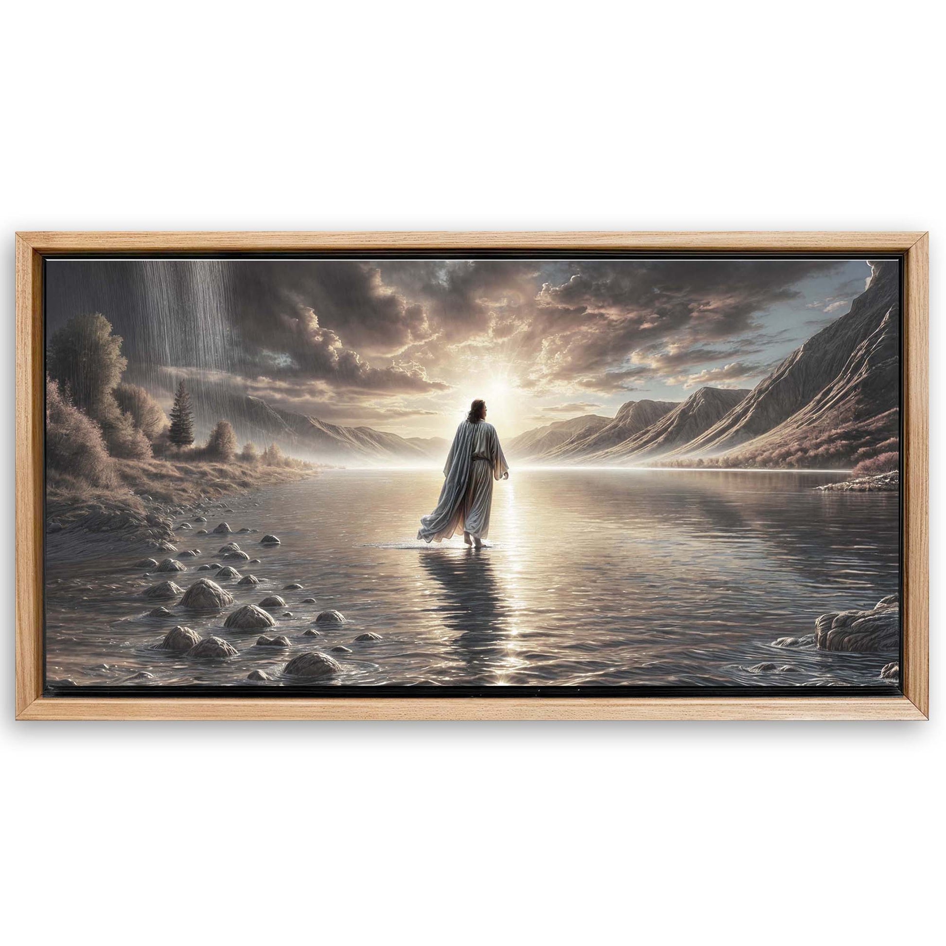 Save 33% When You Add A Frame To Your 60x30 Walking on Water - Faith Wall Art II Canvas Now