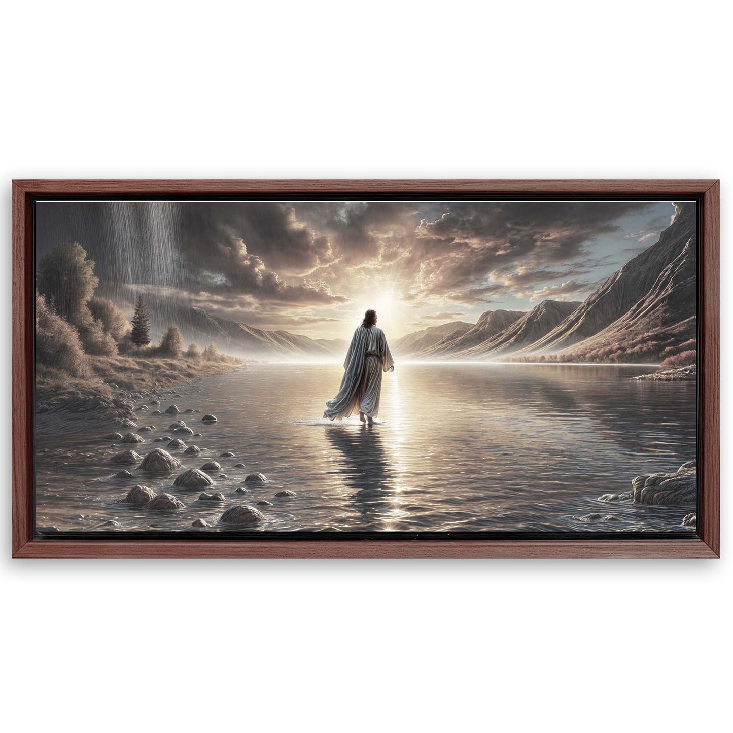 Save 33% When You Add A Frame To Your 60x30 Walking on Water - Faith Wall Art II Canvas Now