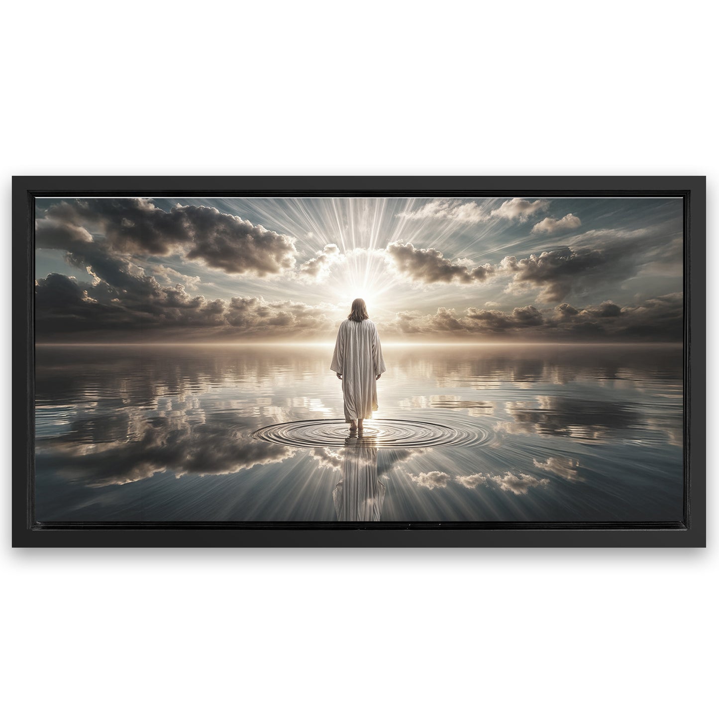 Save 33% When You Add A Frame To Your 20x10 Walking on Water - Faith Wall Art III Canvas Now