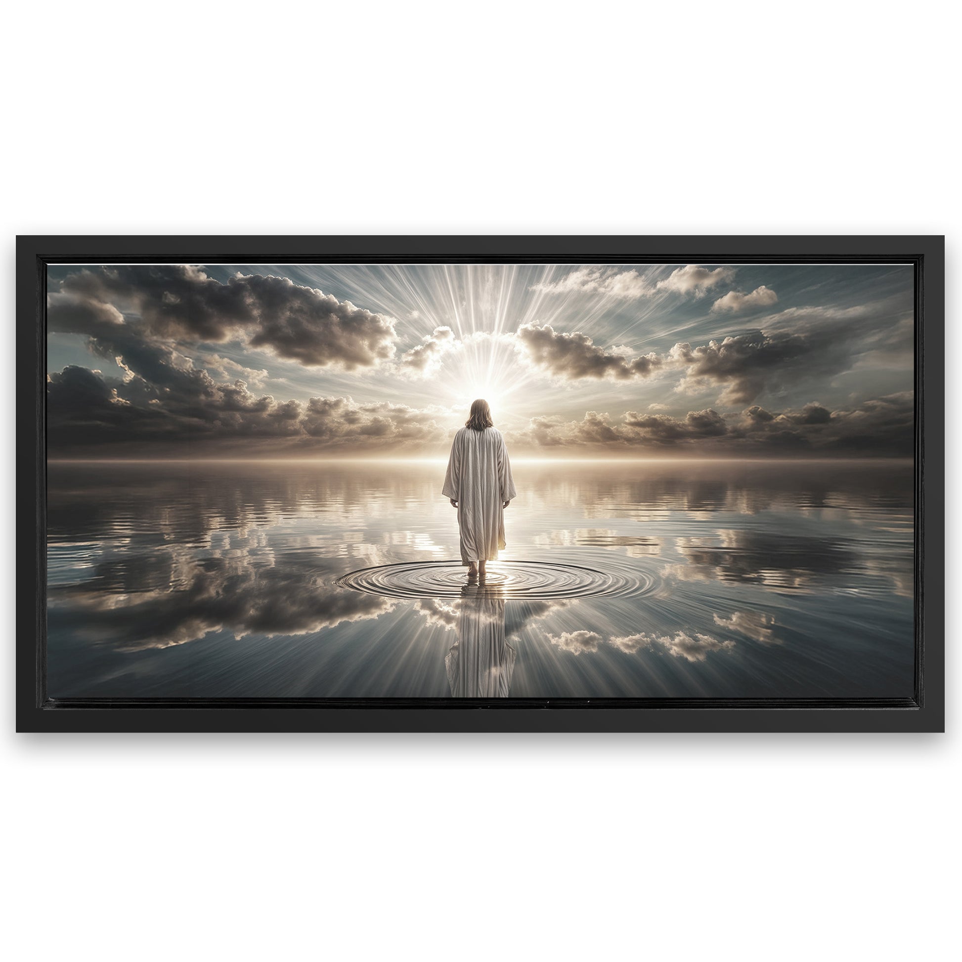 Save 33% When You Add A Frame To Your 60x30 Walking on Water - Faith Wall Art III Canvas Now