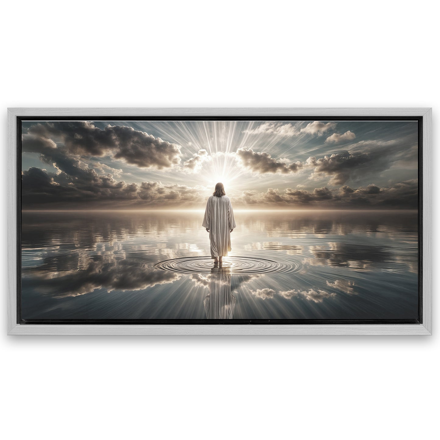 Save 33% When You Add A Frame To Your 60x30 Walking on Water - Faith Wall Art III Canvas Now