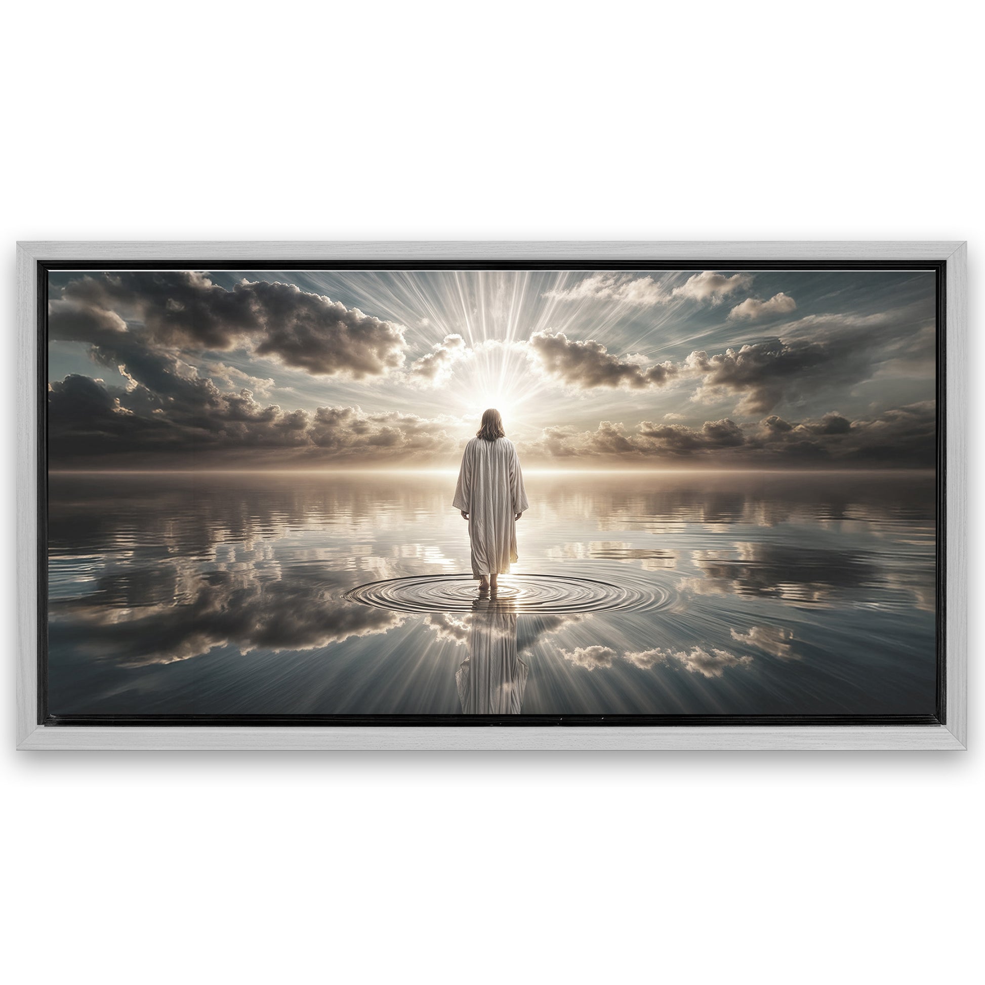 Save 33% When You Add A Frame To Your 48x24 Walking on Water - Faith Wall Art III Canvas Now