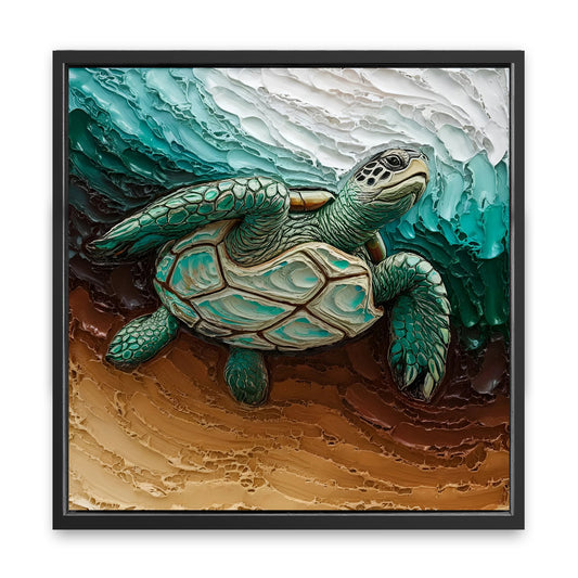 Save 33% When You Add A Frame To Your 30x30 3D Turtle Wall Art Canvas Now