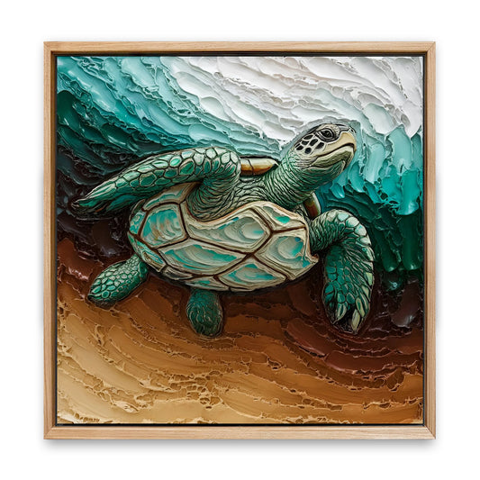 Save 33% When You Add A Frame To Your 23x23 3D Turtle Wall Art Canvas Now