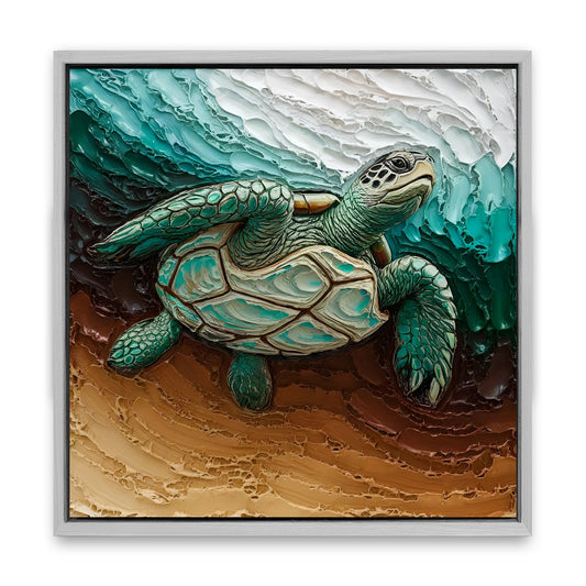 Save 33% When You Add A Frame To Your 30x30 3D Turtle Wall Art Canvas Now