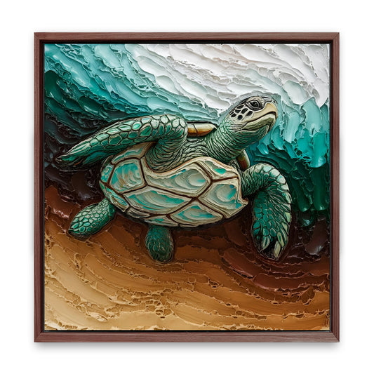 Save 33% When You Add A Frame To Your 30x30 3D Turtle Wall Art Canvas Now