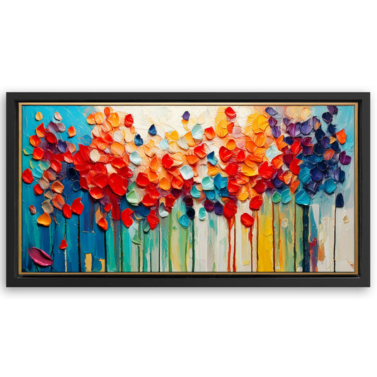 Save 33% When You Add A Frame To Your 60x30 Colorful Petals Impasto Wall Art Canvas Now