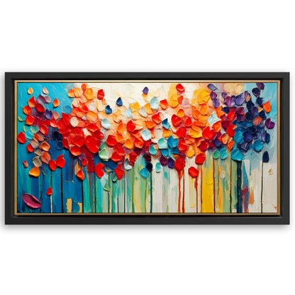 Save 33% When You Add A Frame To Your 60x30 Colorful Petals Impasto Wall Art Canvas Now