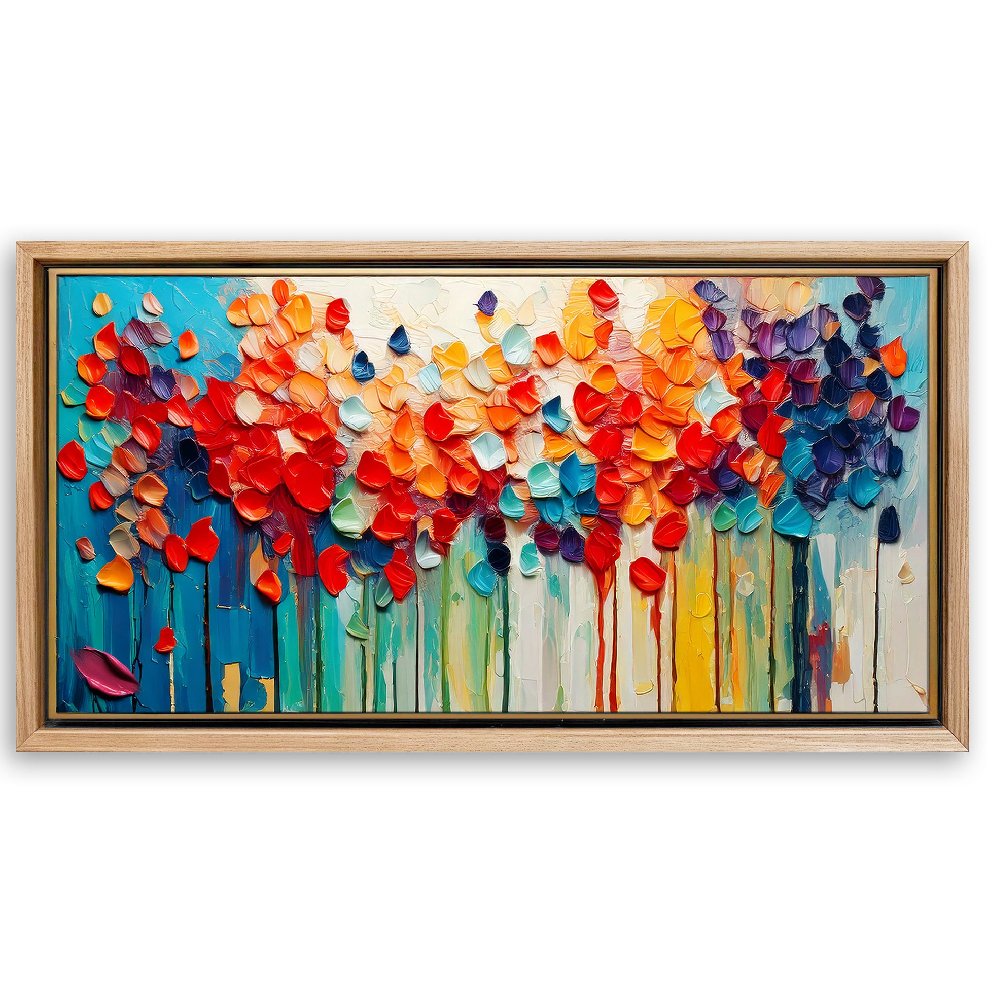 Save 33% When You Add A Frame To Your 20x10 Colorful Petals Impasto Wall Art Canvas Now
