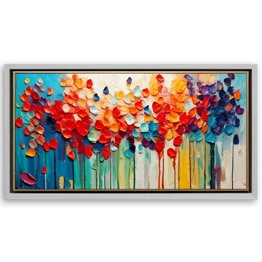 Save 33% When You Add A Frame To Your 60x30 Colorful Petals Impasto Wall Art Canvas Now