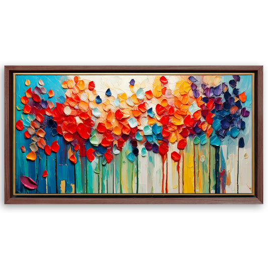 Save 33% When You Add A Frame To Your 20x10 Colorful Petals Impasto Wall Art Canvas Now
