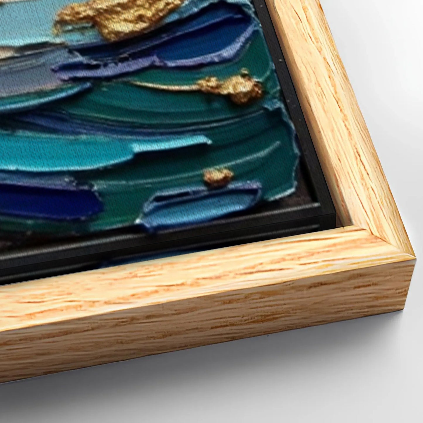 Save 33% When You Add A Frame To Your 18x12 Golden Tide Impasto Wall Art Canvas Now