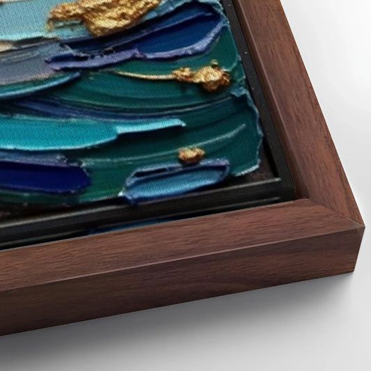 Save 33% When You Add A Frame To Your 36x24 Golden Tide Impasto Wall Art Canvas Now