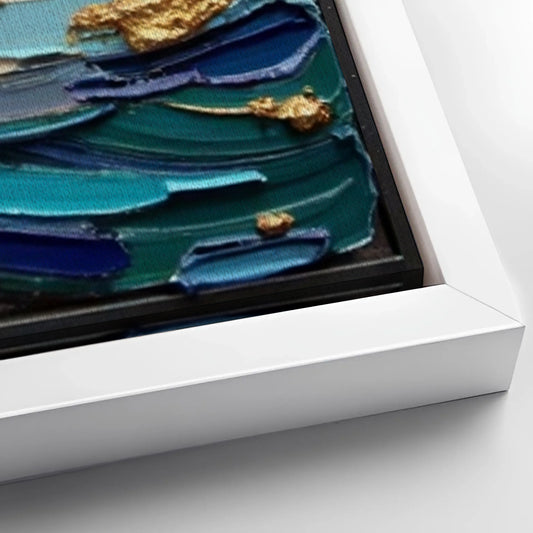 Save 33% When You Add A Frame To Your 36x24 Golden Tide Impasto Wall Art Canvas Now