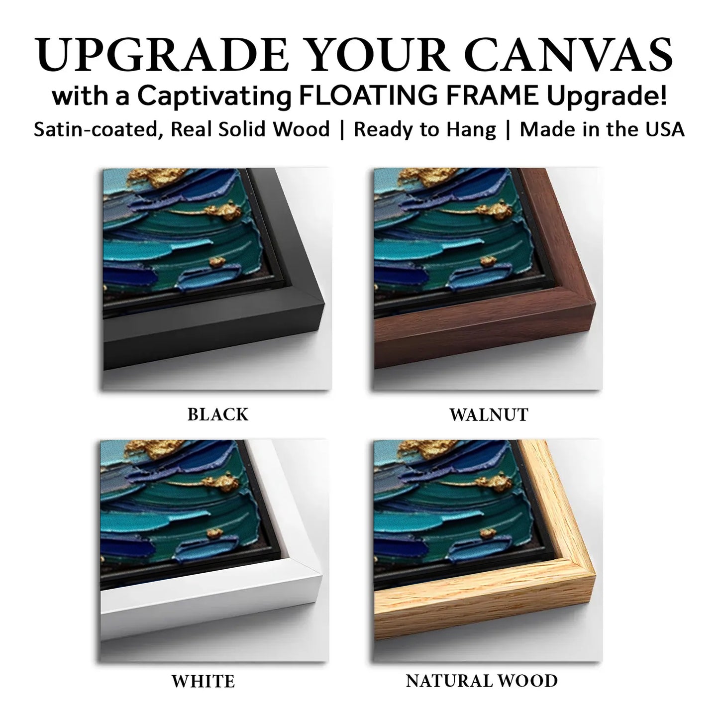 Save 33% When You Add A Frame To Your 18x12 Golden Tide Impasto Wall Art Canvas Now
