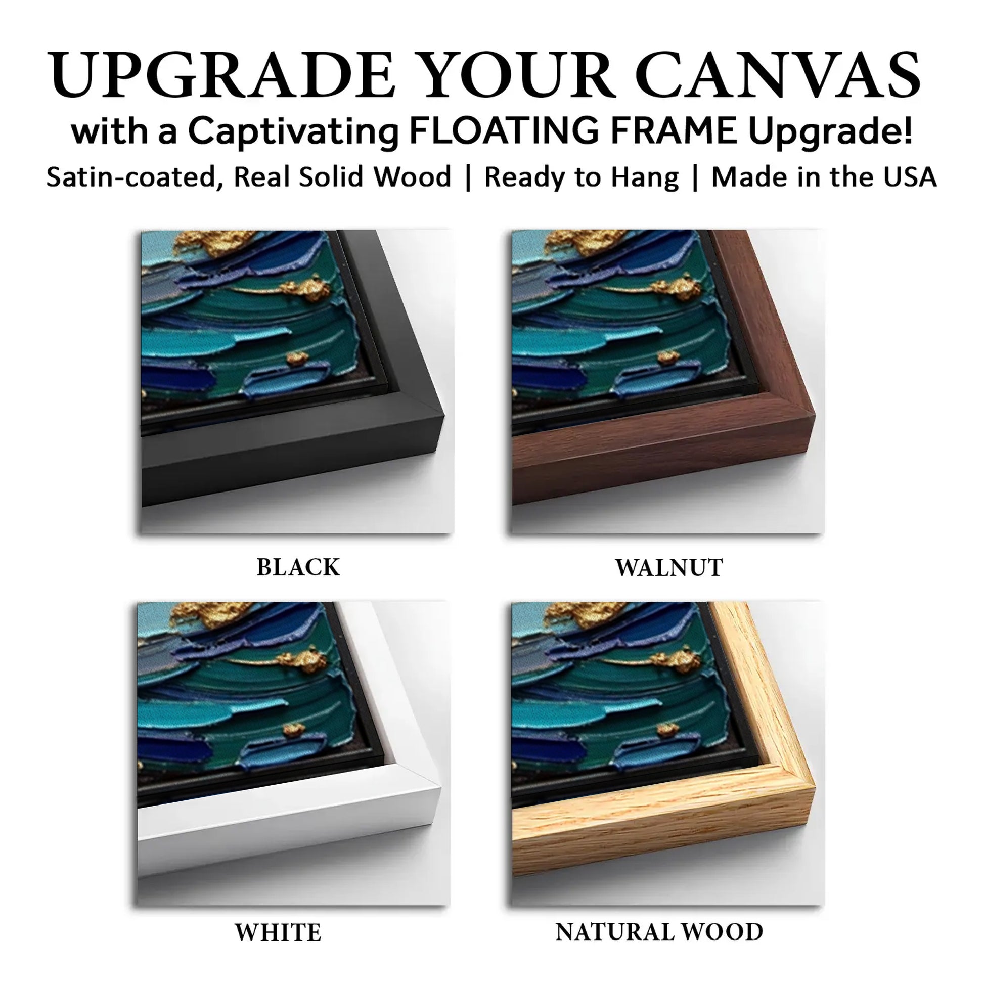 Save 33% When You Add A Frame To Your 18x12 Golden Tide Impasto Wall Art Canvas Now