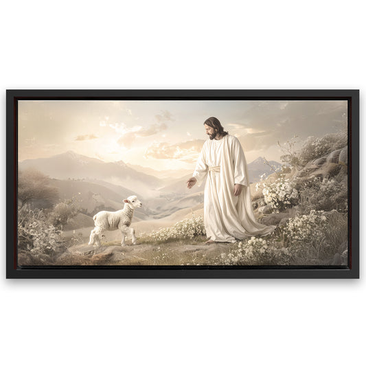 Save 33% When You Add A Frame To Your 48x24 Jesus Protects The Lamb From Wolves Faith Wall Art X Canvas Now