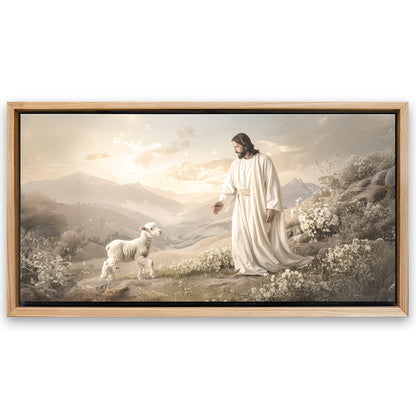 Save 33% When You Add A Frame To Your 48x24 Jesus Protects The Lamb From Wolves Faith Wall Art X Canvas Now