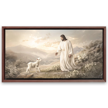 Save 33% When You Add A Frame To Your 48x24 Jesus Protects The Lamb From Wolves Faith Wall Art X Canvas Now