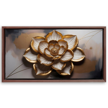 Save 33% When You Add A Frame To Your 48x24 Golden Lotus Minimalist Abstract Wall Art Canvas Now