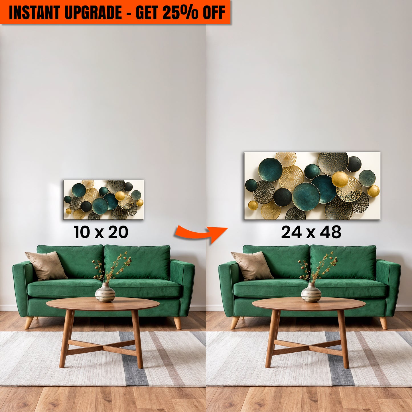 Upgrade Your 10x20 Inches 'Lotus Leaf Abstract Wall Art VIII' To 24x48 Inches Canvas