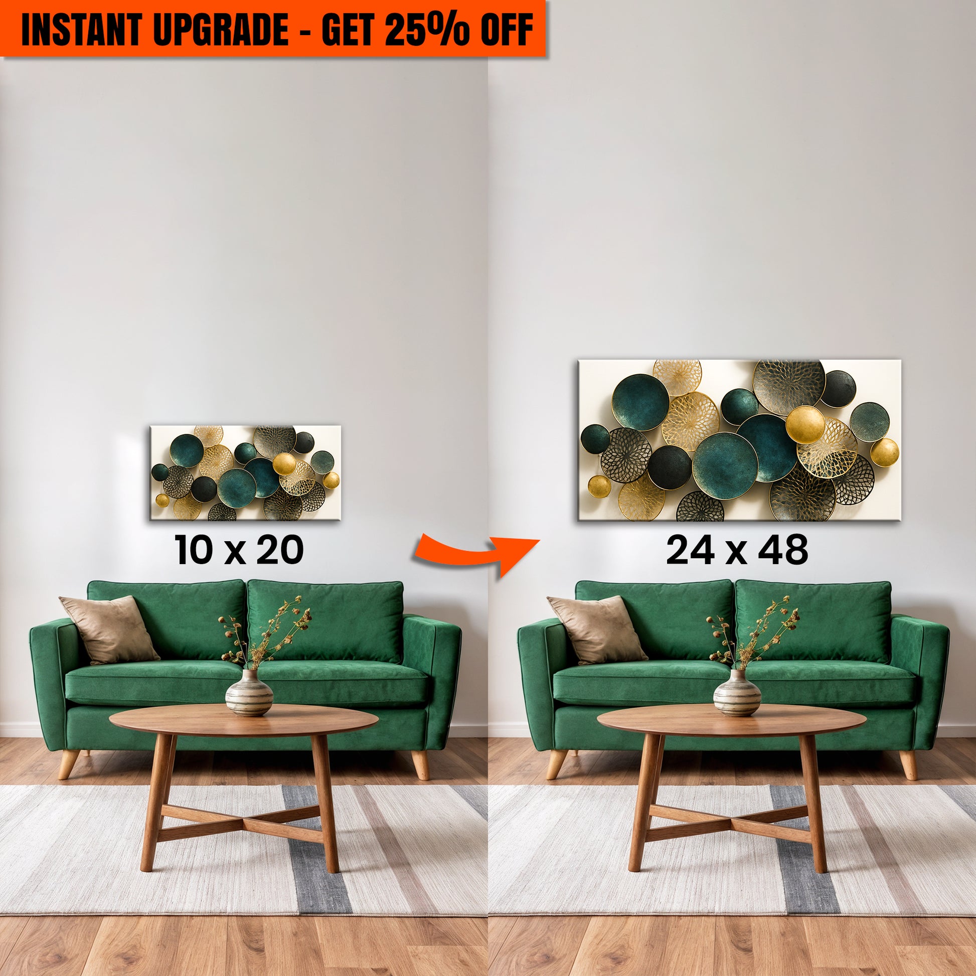 Upgrade Your 10x20 Inches 'Lotus Leaf Abstract Wall Art VIII' To 24x48 Inches Canvas