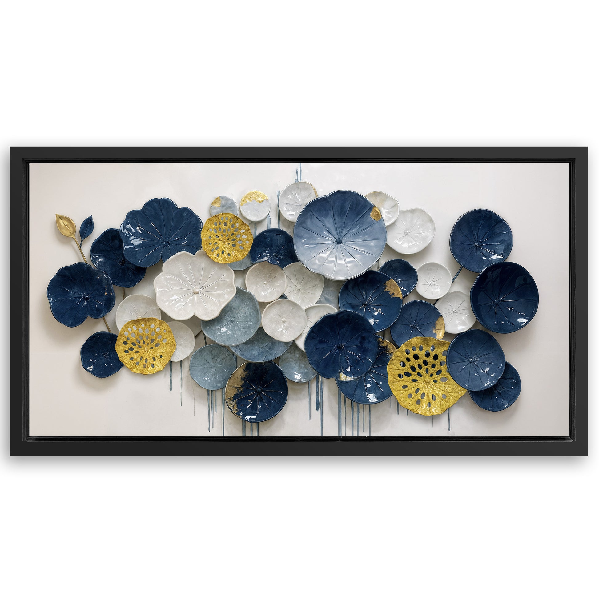 Save 33% When You Add A Frame To Your 48x24 Lotus Leaf Abstract Wall Art VII Canvas Now