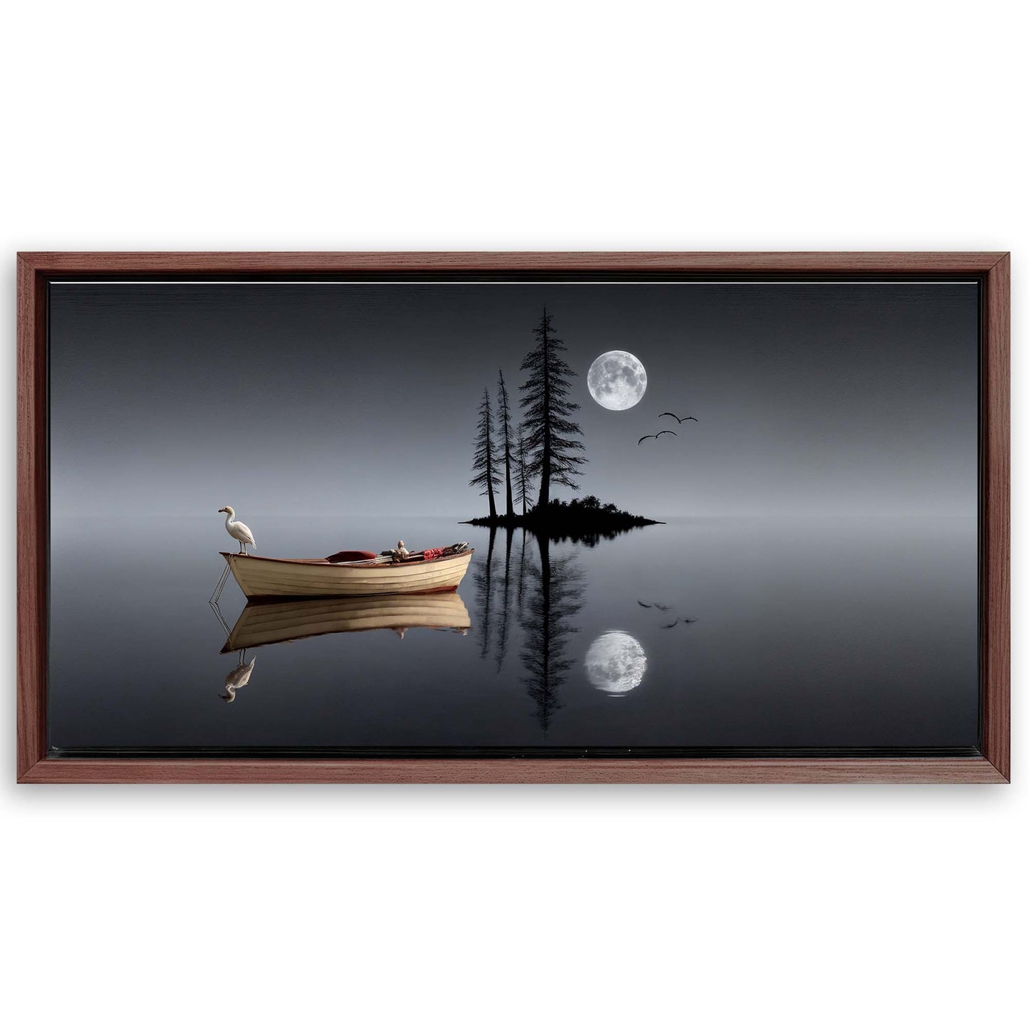 Save 33% When You Add A Frame To Your 48x24 Modern Minimalist Night Lake Wall Art Now