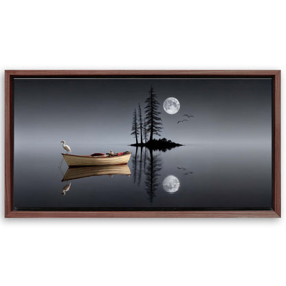 Save 33% When You Add A Frame To Your 48x24 Modern Minimalist Night Lake Wall Art Now