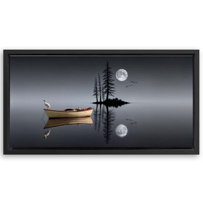 Save 33% When You Add A Frame To Your 48x24 Modern Minimalist Night Lake Wall Art Now