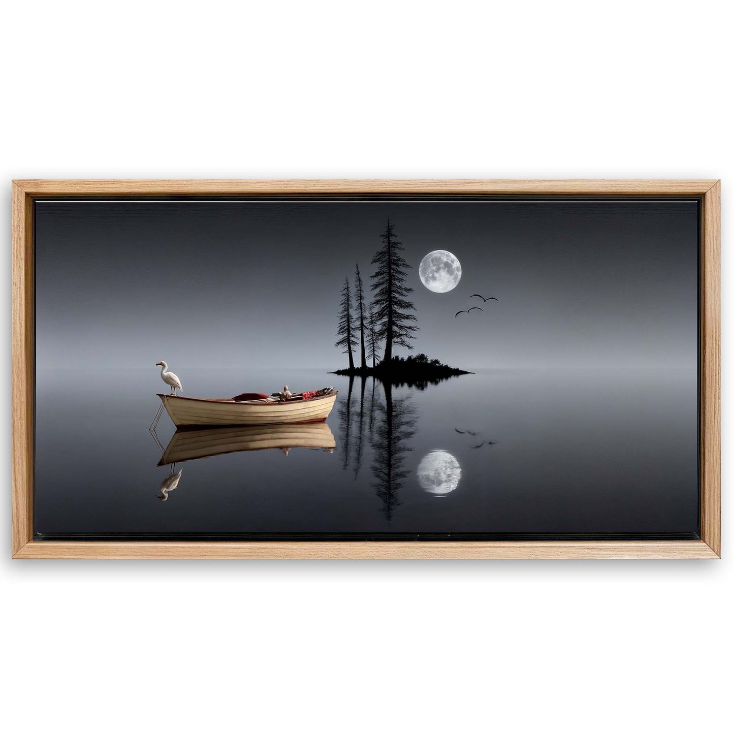 Save 33% When You Add A Frame To Your 48x24 Modern Minimalist Night Lake Wall Art Now
