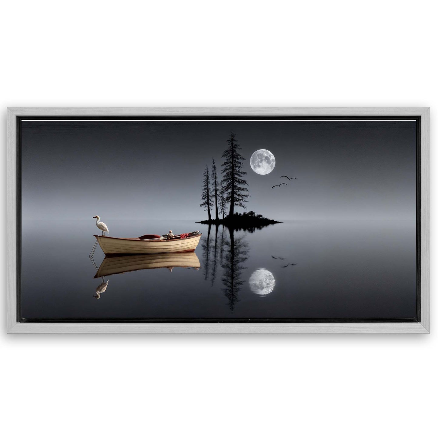 Save 33% When You Add A Frame To Your 48x24 Modern Minimalist Night Lake Wall Art Now