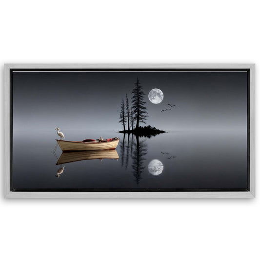 Save 33% When You Add A Frame To Your 48x24 Modern Minimalist Night Lake Wall Art Now