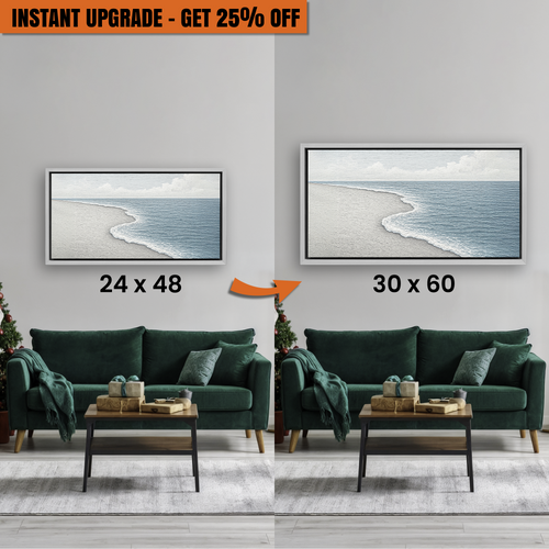 Get the Ultimate Upgrade – Bigger Size + Framed Abstract Beach Shore Wall Art Canvas