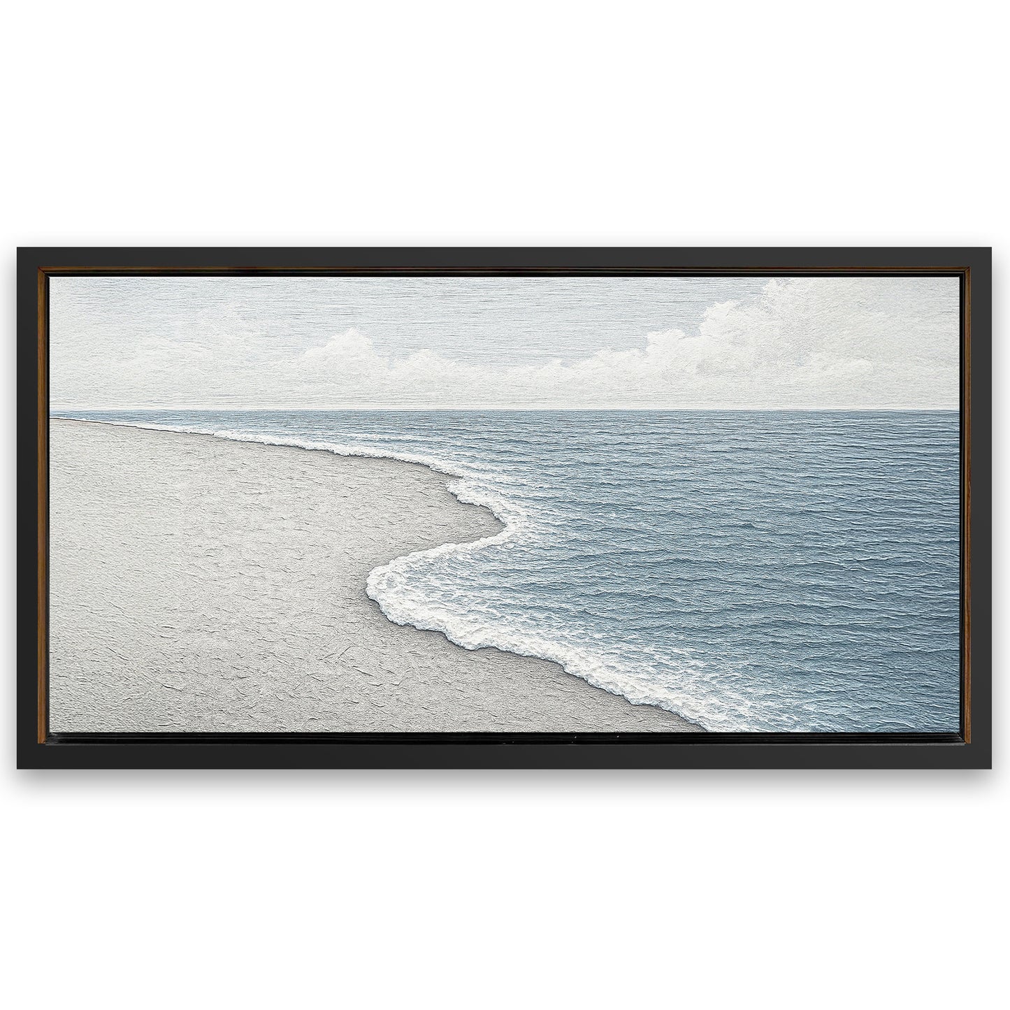 Save 33% When You Add A Frame To Your 60x30 Abstract Beach Shore Wall Art Canvas Now